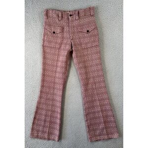 True Vintage Koratron Pants 28x29 Rockabilly Western Flare Printed Slacks 1960s